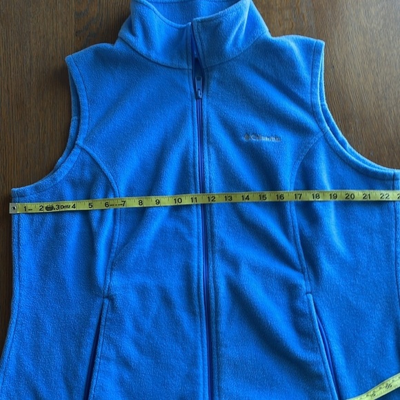 Columbia Fleece Zip Up Vest Zipper Front Pockets Sky Blue Size 1X Collared - Picture 7 of 13